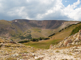 Beautiful mountain meadow basin green lush alpine views 