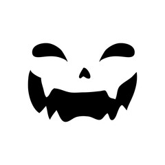 Scary ghost face. Ghost mask. Pumpkin carved devil face for Halloween.