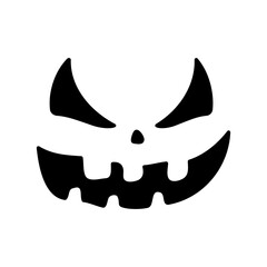Scary ghost face. Ghost mask. Pumpkin carved devil face for Halloween.