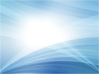 澄んだ空に抽象的な流線形が映えるマリン背景_ブルー