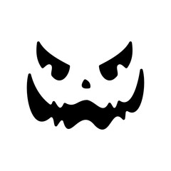 Scary ghost face. Ghost mask. Pumpkin carved devil face for Halloween.