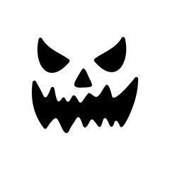 Scary ghost face. Ghost mask. Pumpkin carved devil face for Halloween.