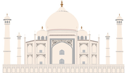 Taj Mahal Agra ,India on white background detailed vector