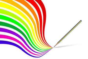 Vector - Colorful wavy / curvy abstract rainbows on a white background.