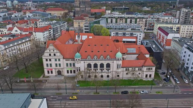 Drone shot of Museum of Cultural History ( Kulturhistorisches Museum ) Magdeburg , Germany