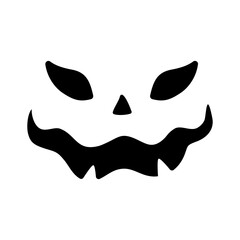 Scary ghost face. Ghost mask. Pumpkin carved devil face for Halloween.