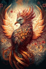 Stylized phoenix bird, generative ai