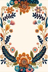 Fototapeta na wymiar abstract boho floral frame, generative ai