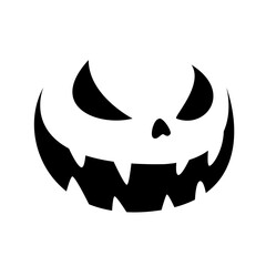 Scary ghost face. Ghost mask. Pumpkin carved devil face for Halloween.