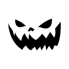 Scary ghost face. Ghost mask. Pumpkin carved devil face for Halloween.