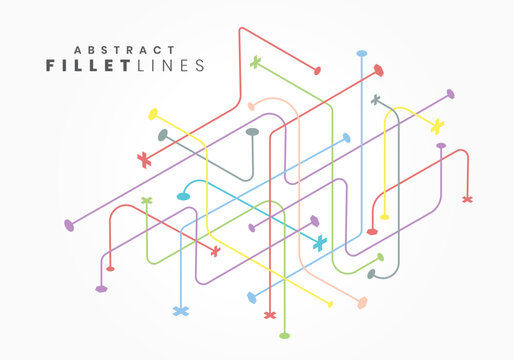 Isometric geometric tech vector pattern with colorful lines and nodes. Abstract minimalist technology illustration.