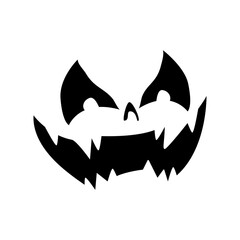 Scary ghost face. Ghost mask. Pumpkin carved devil face for Halloween.
