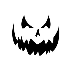 Scary ghost face. Ghost mask. Pumpkin carved devil face for Halloween.