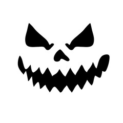 Scary ghost face. Ghost mask. Pumpkin carved devil face for Halloween.