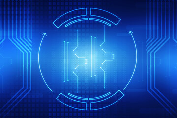 2d illustration Abstract futuristic electronic circuit technology background