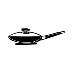 Vector sketch hand drawn silhouette of a frying pan, doodle art