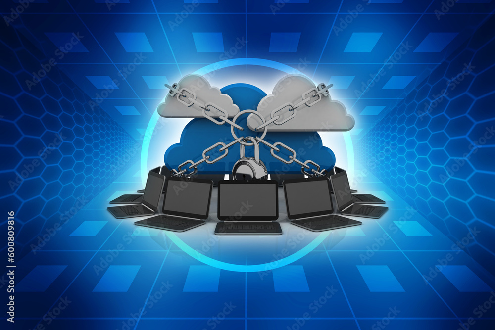 Poster 3d rendering cloud computer network