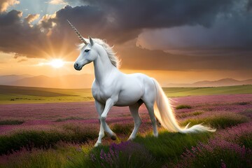 Fototapeta na wymiar unicorn in a field