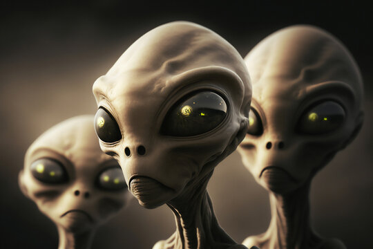 aliens portrait, extraterrestrial humanoids created with Generative AI