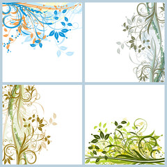 Grunge floral backgrounds, vector illustration