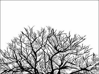 Abstract vector illustration of black tree on white background