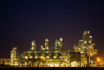 Fototapeta na wymiar Refinery at night in the Port of Rotterdam, Europoort, Holland