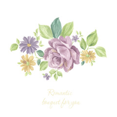 Flowers watercolor illustration.Manual composition.Big Set watercolor elements，Design for textile, wallpapers，Element for design,Greeting card
