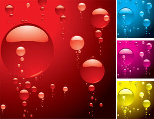 different color variations of a bubble rissing thru liquid