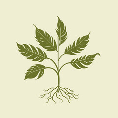 A SIMPLE TREE WITH LEAVES AND ROOTS VECTOR