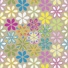 Pretty Petal Print Floral Vector Seamless Repeating Pattern