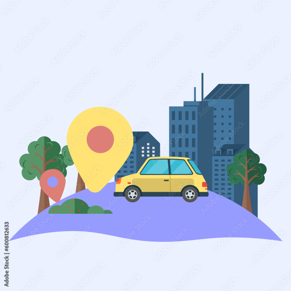 Poster online ordering taxi car, rent and sharing using service mobile application. means of public transpo