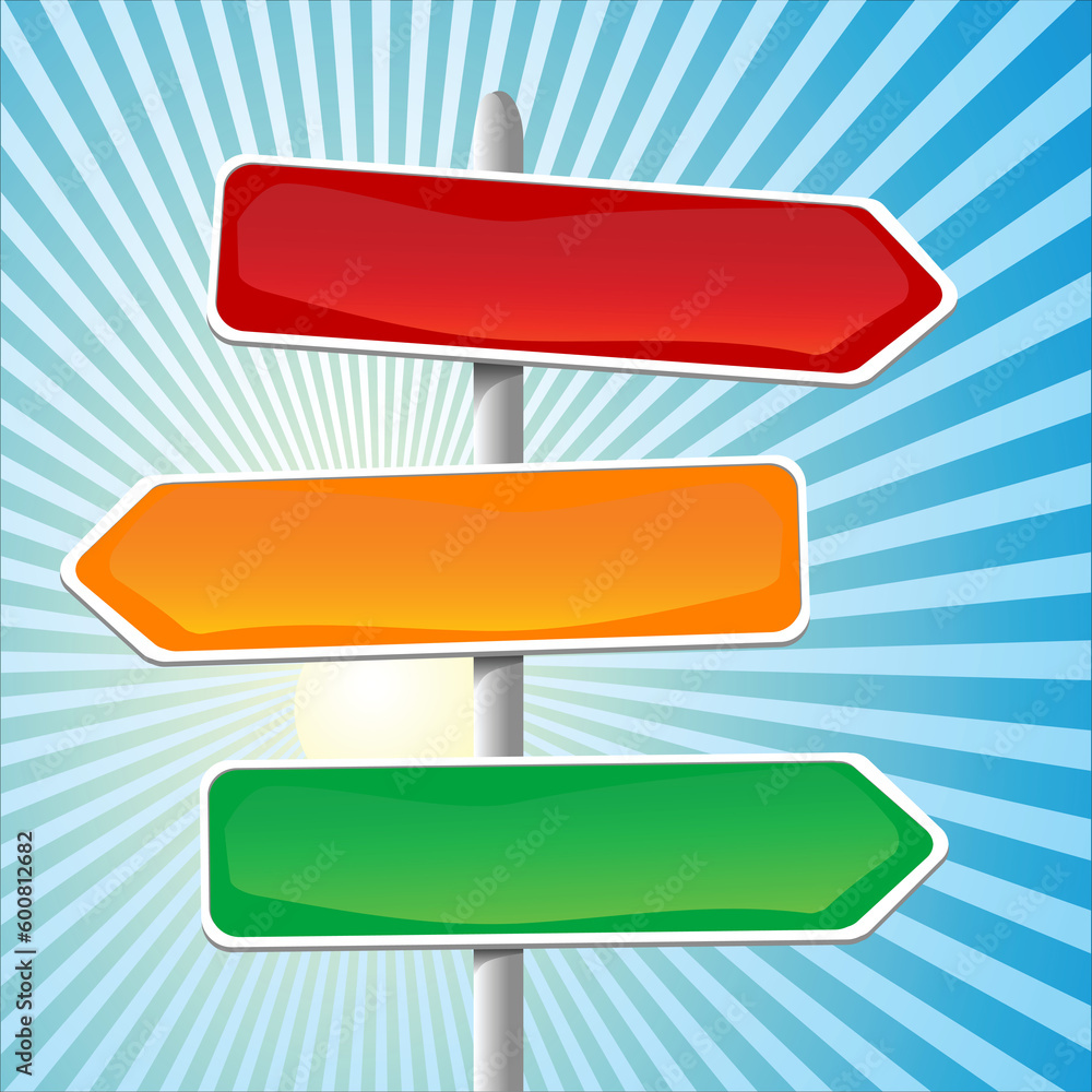 Poster illustration of direction sign. can be easily changed and/or sized. each element on it's own layer.