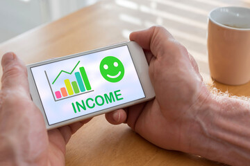 Income growth concept on a smartphone