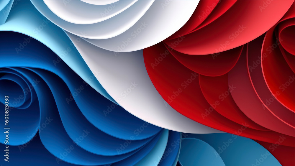 Poster abstract background with red, blue and white paper layers. vector illustration generative ai