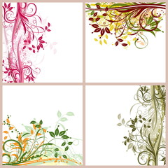 Grunge floral backgrounds, vector illustration
