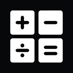 Fototapeta premium Calculator vector toolbar icon for software design. Style is a white symbol on a square blue background with gradient long shadow.