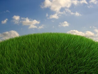 3 rendered illustration of a green grass hill