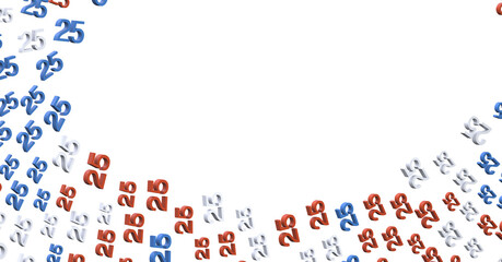 3d golden 25 years anniversary celebration with star background