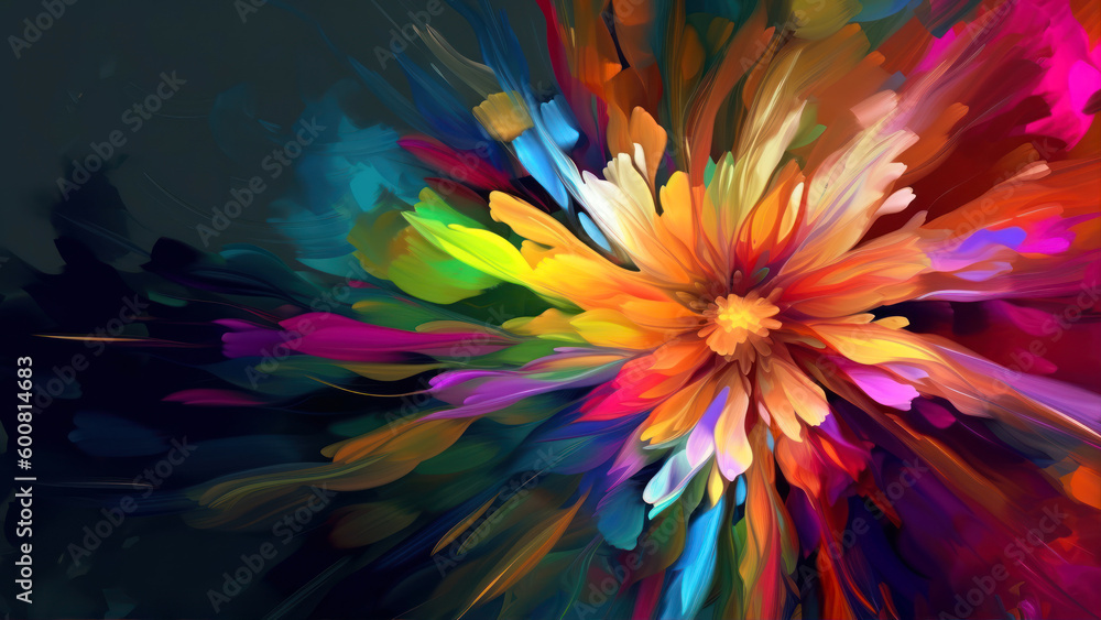 Poster colorful abstract background. computer generated graphics. colorful flower. generative ai