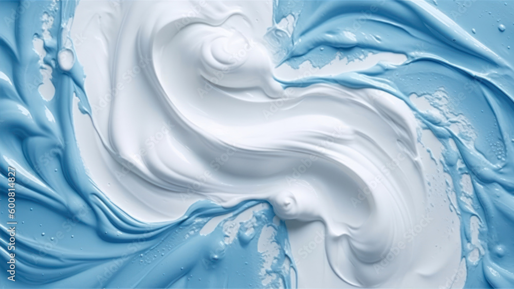 Poster abstract background of blue and white paint splashing on white background generative ai