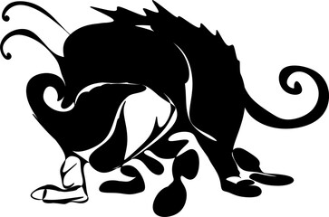 The illustrations and clipart. A black-and-white silhouette of a beetle