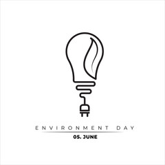 Leaf bulb in line art design for environment day template or nature design