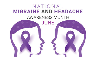 National Migraine and headache awareness month june. background, banner, card, poster, template. Vector illustration.