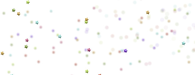 colorful Banner decoration. Festive border with falling glitter dust and stars.