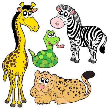 Zoo animals collection 2 - vector illustration.
