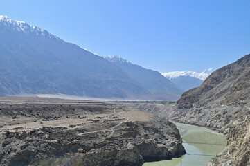 Junction Point in Jaglot Town, the Himalaya, Karakoram and Hindu Kush Meet in Pakistan