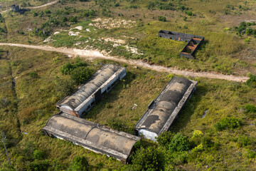 Abandoned building in the middle of the field, Bokor national park, Cambodia .