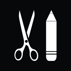 Education icon. scissor. pencil