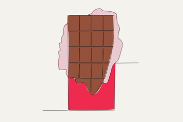 A full chocolate bar. World chocolate day one-line drawing