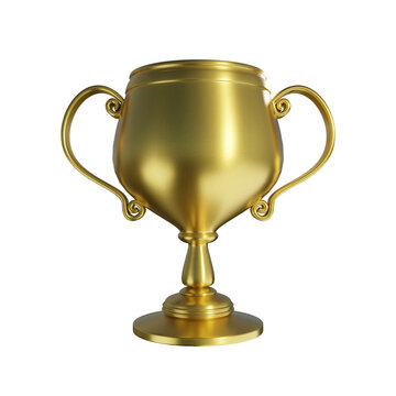 Gold trophy cup in transparent background